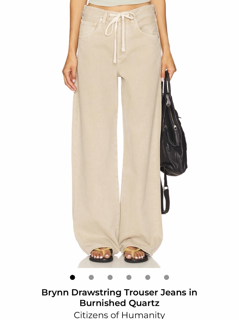 Citizens Of Humanity Wide-Leg Drawstring Trousers in Light Beige-never worn